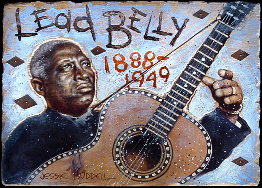 Legendary Black American Vocalist - Leadbelly Portrait Wallpaper