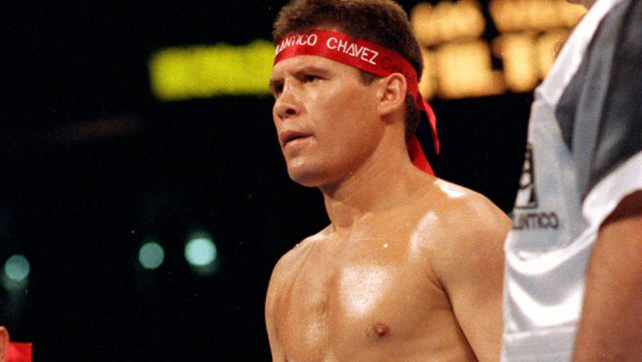 Legendary Boxer Julio Cesar Chavez Posing With Signature Headband Wallpaper