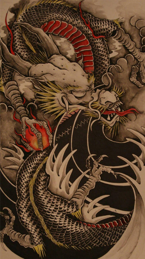 Legendary Brown Chinese Dragon Wallpaper