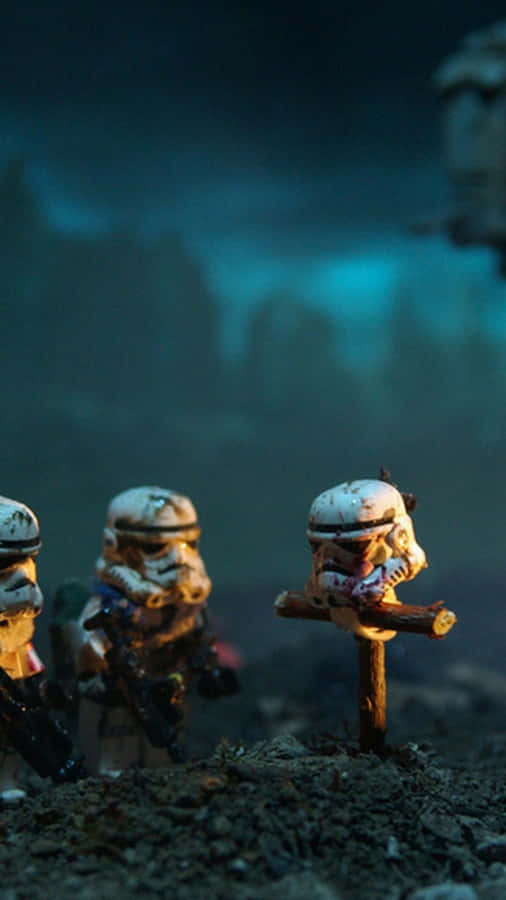 Lego Star Wars Stormtroopers Standing On A Dirt Road Wallpaper