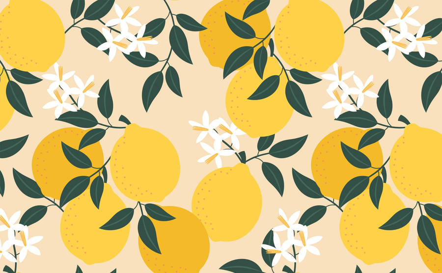 Lemon White Flower Wallpaper