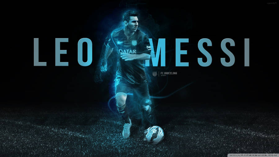 Leo Messi Neon Blue Wallpaper
