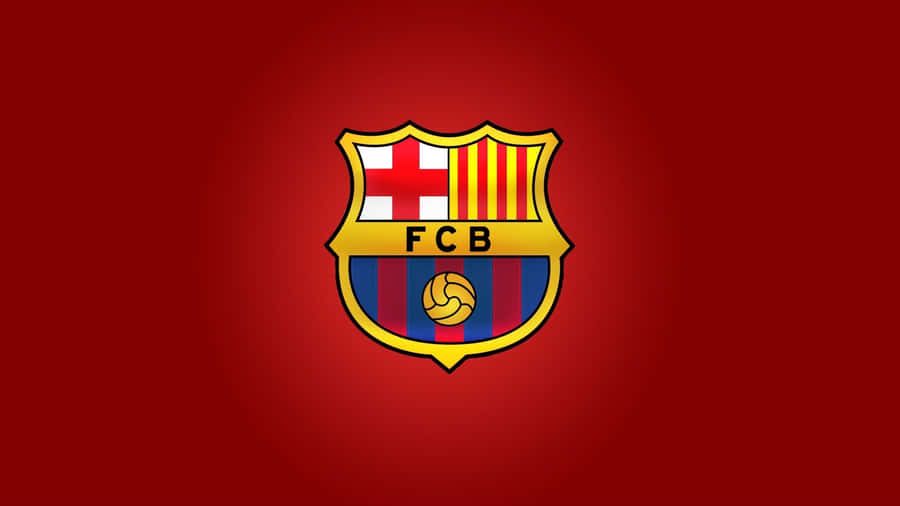 Leo Messi Poses With Fc Barcelona Logo Wallpaper