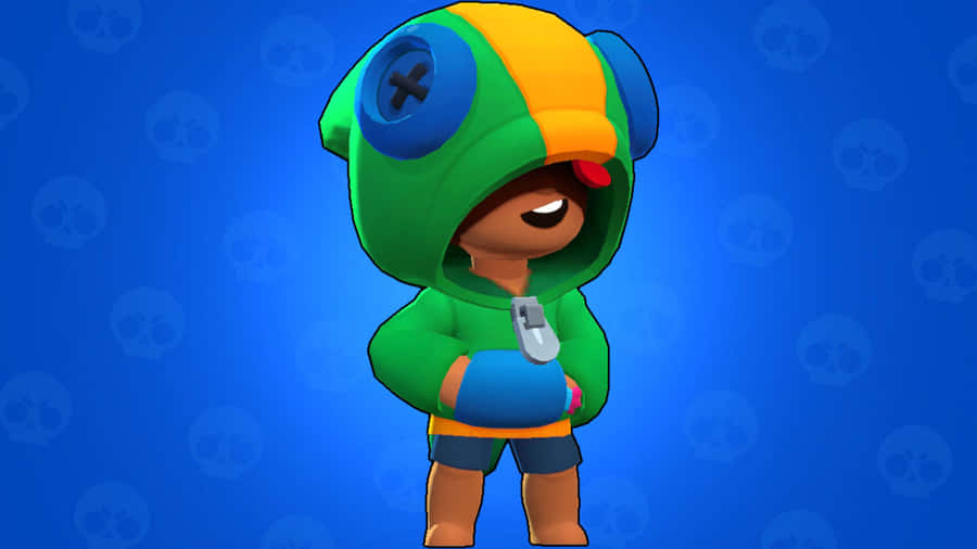 Leon Brawl Stars On Blue Background Wallpaper