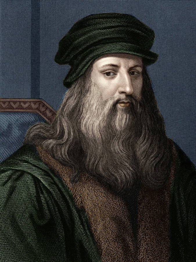 Leonardo Da Vinci Colored Portrait Wallpaper