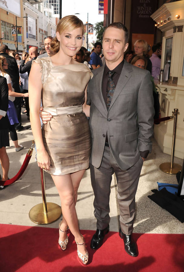 Leslie Bibb And Sam Rockwell At The Conviction Movie Premiere Wallpaper