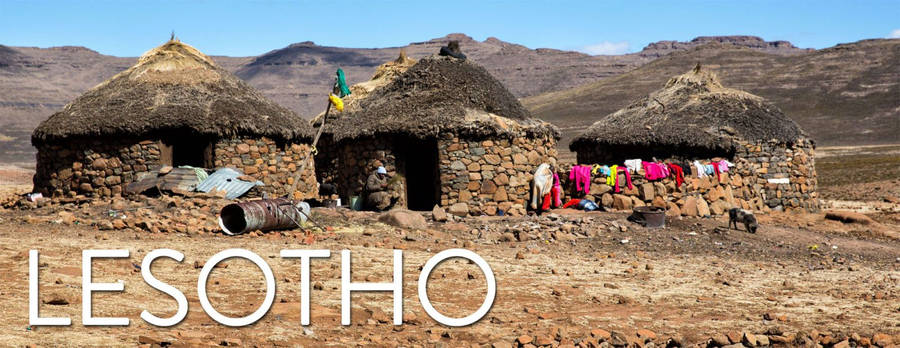 Lesotho Three Brick Houses Wallpaper