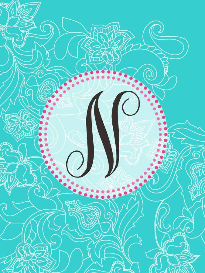 Letter N In Turquoise Floral Wallpaper