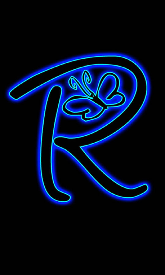 Letter R Blue Outline Wallpaper