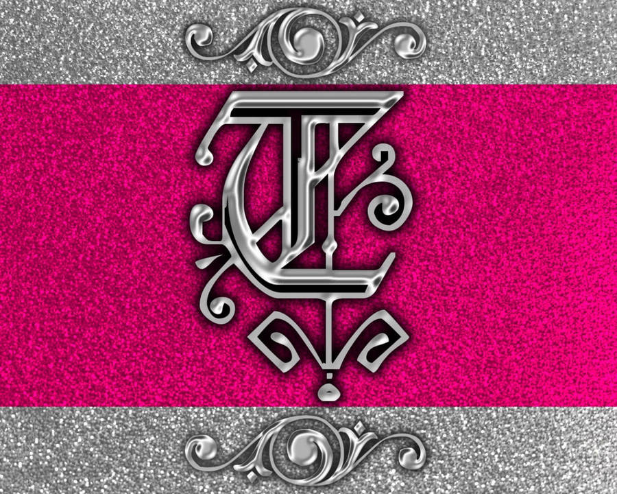 Letter T Pink Silver Glitter Wallpaper