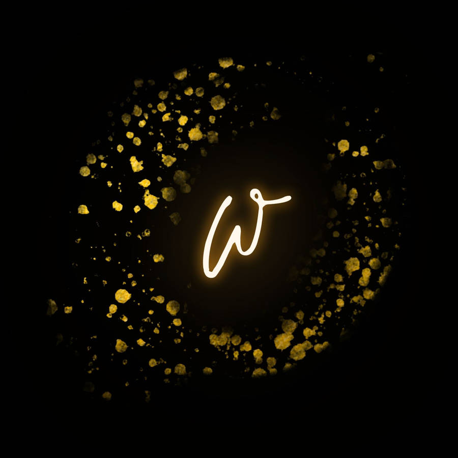 Letter W Glowing Gold Wallpaper