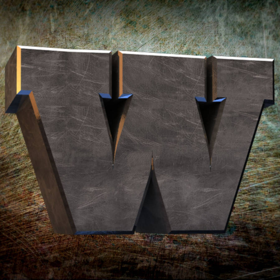 Letter W Scratched Metal Wallpaper