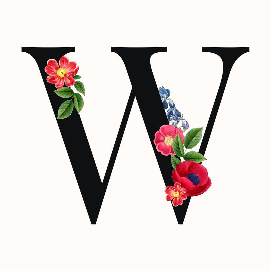 Letter W Serif Flowers Wallpaper