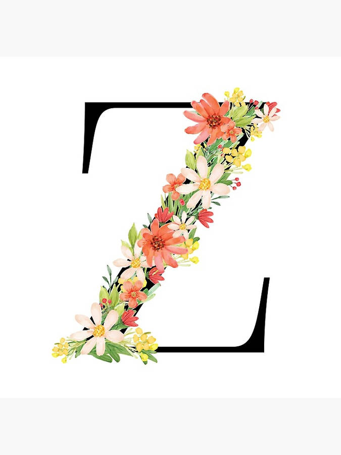 Letter Z White And Orange Flowers Wallpaper