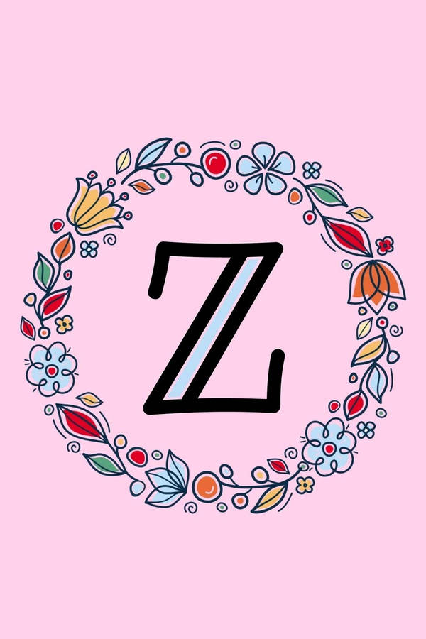 Letter Z With Colored Flowers Wallpaper