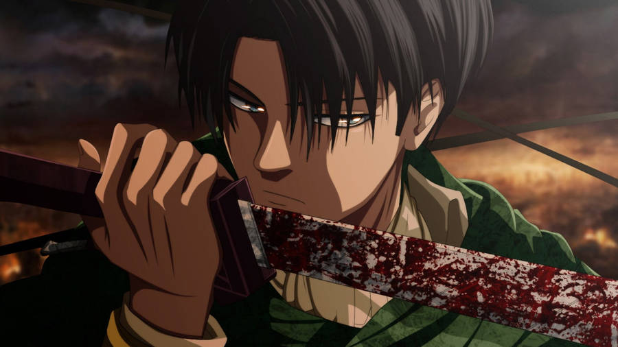 Levi Aesthetic Bloody Sword Wallpaper