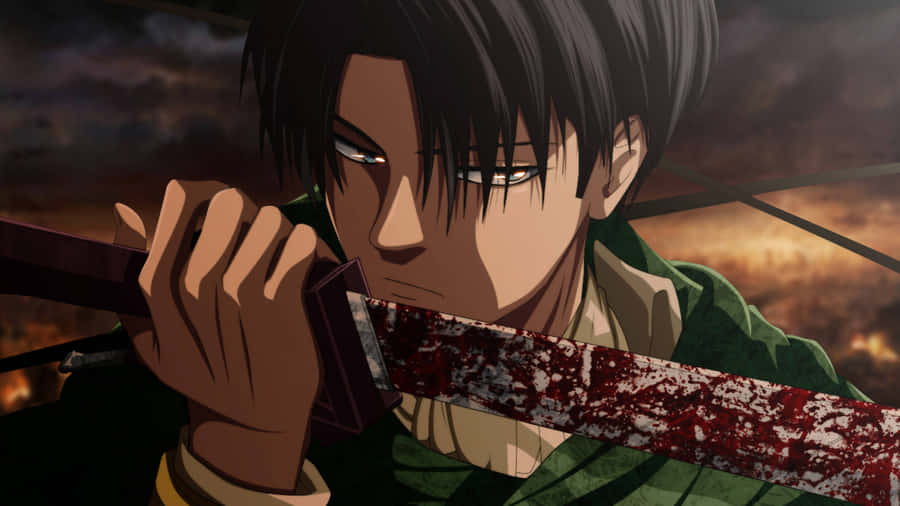 Levi From Attack On Titan Dominating The Battlefield Wallpaper
