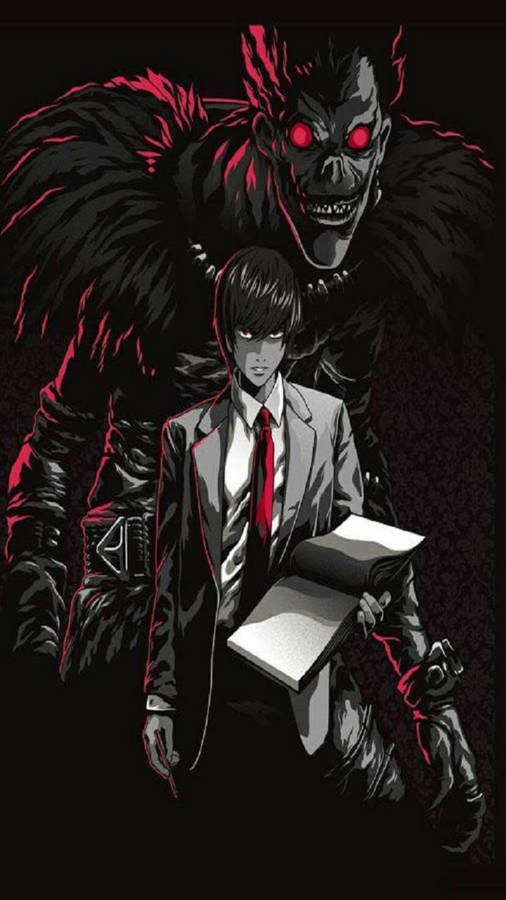 Light And Ryuk - The Unholy Alliance From Death Note On Iphone Wallpaper Wallpaper