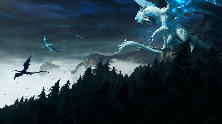 Light Dragon In Forest Wallpaper