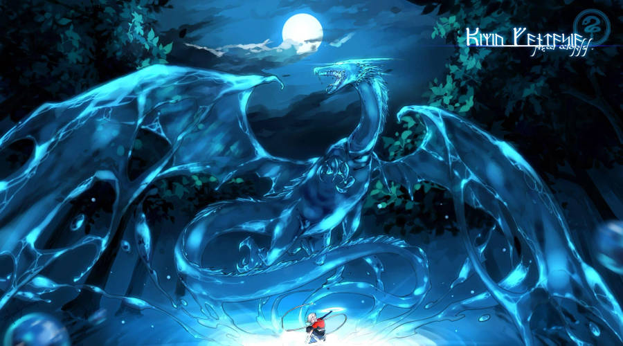 Light Dragon Under A Full Moon Wallpaper