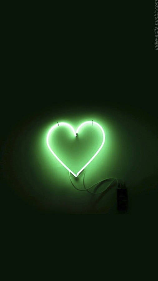 Light Green Aesthetic Heart Light Wallpaper