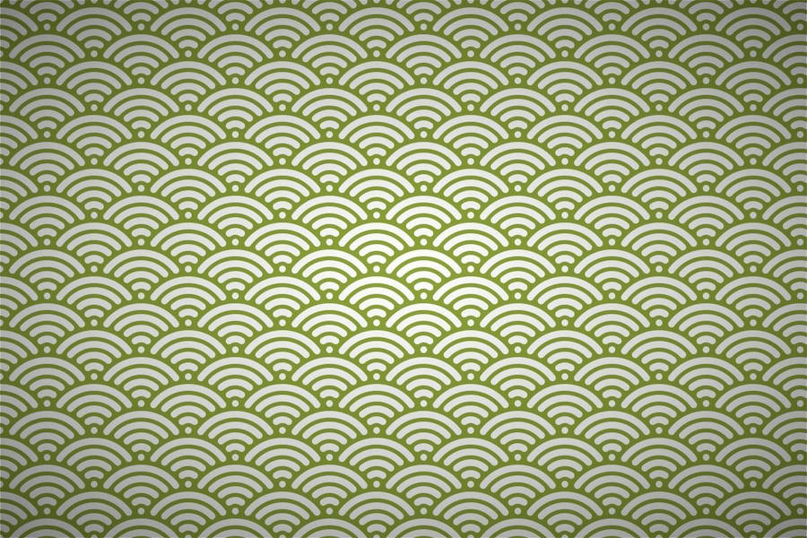 Light Green Japanese Waves Wallpaper