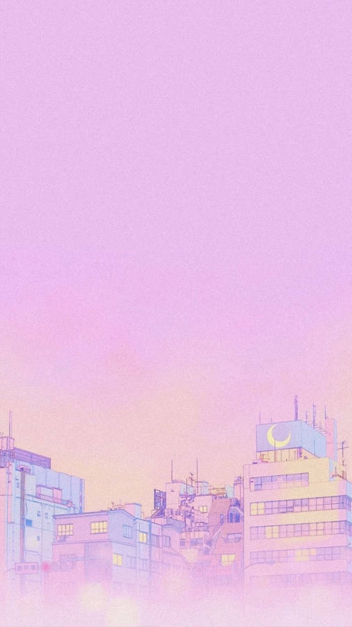 Light Pink Aesthetic City Wallpaper