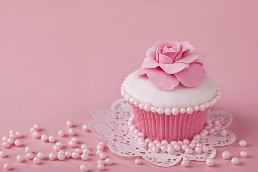 Light Pink Cupcake Wallpaper