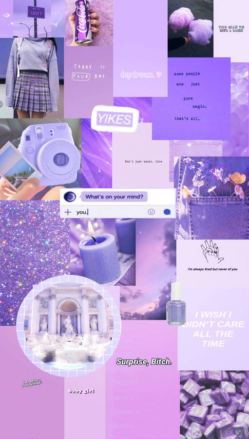 Light Purple Aesthetic Scrapbook Style Wallpaper