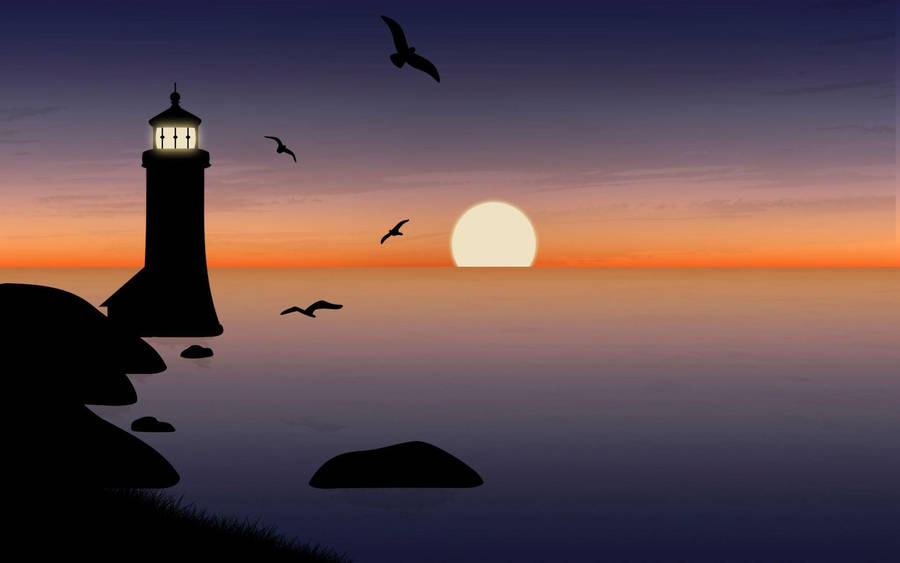 Lighthouse Silhouette Wallpaper