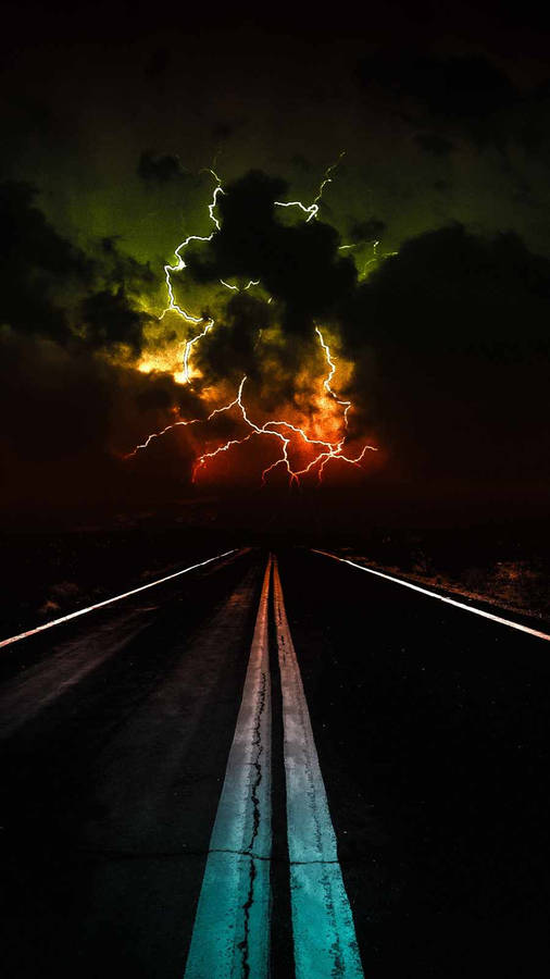 Lightning Colorful Clouds Iphone Dark Wallpaper