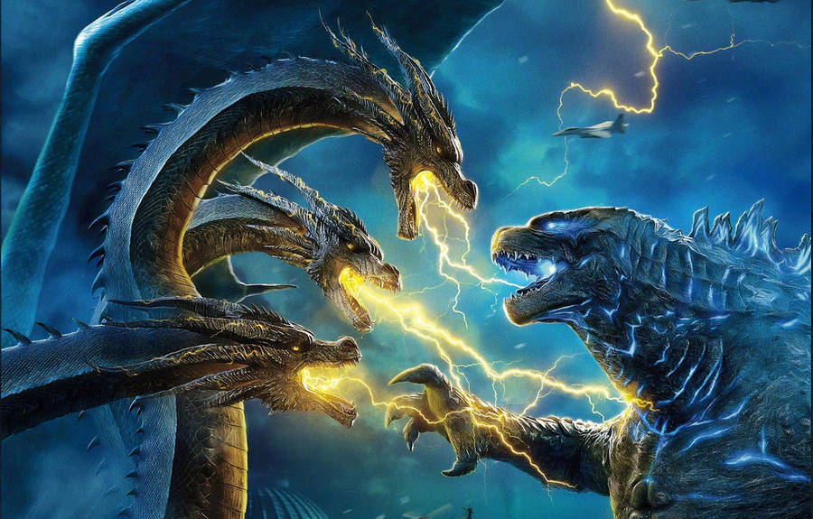 Lightning Dragons Duel Wallpaper