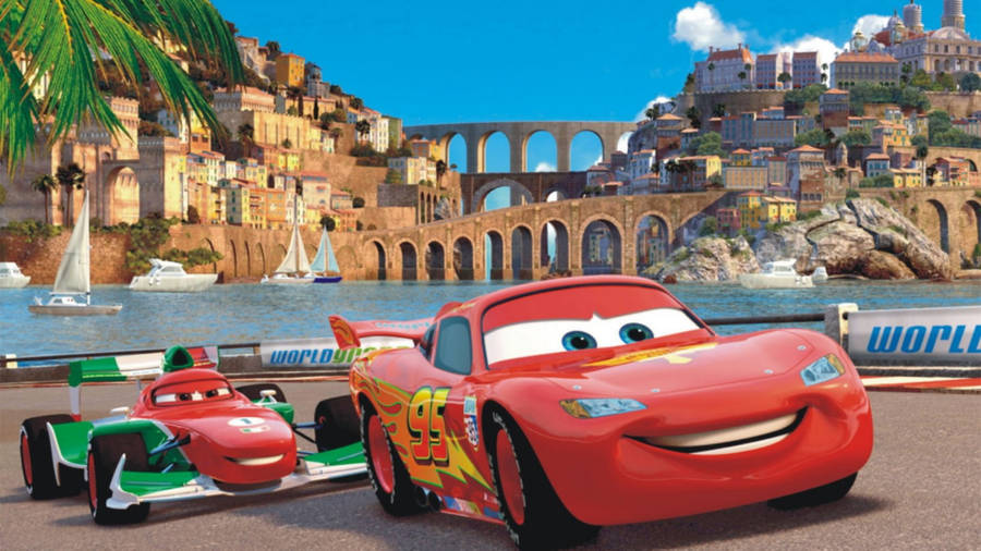 Lightning Mcqueen - The Champion Of Route 66 Wallpaper