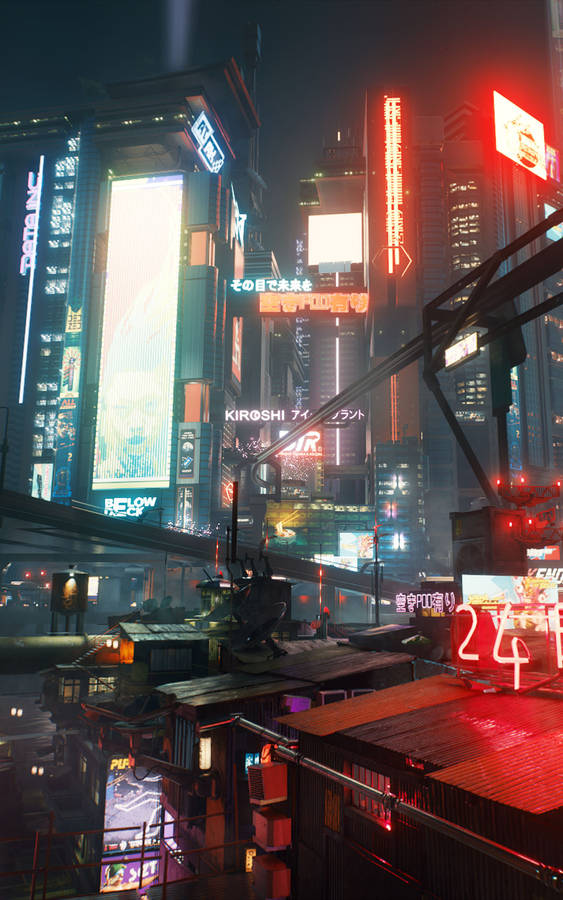 Lights In Night City In Cyberpunk For Android Wallpaper