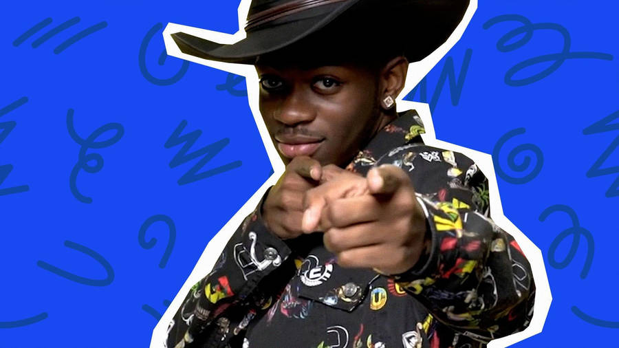 Lil Nas X Blue Scribbled Art Wallpaper