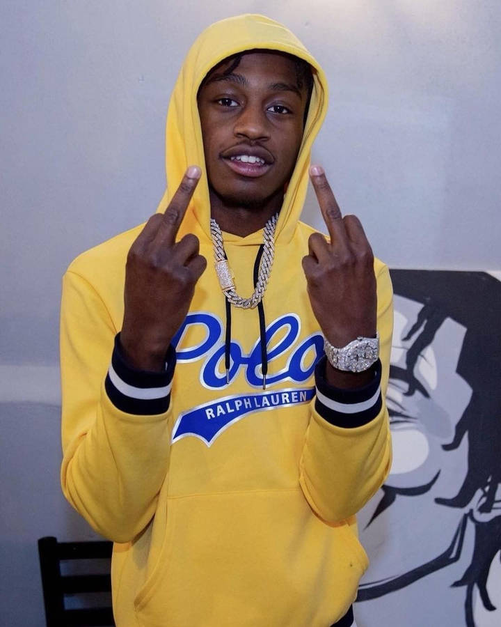 Lil Tjay Yellow Hoodie Wallpaper