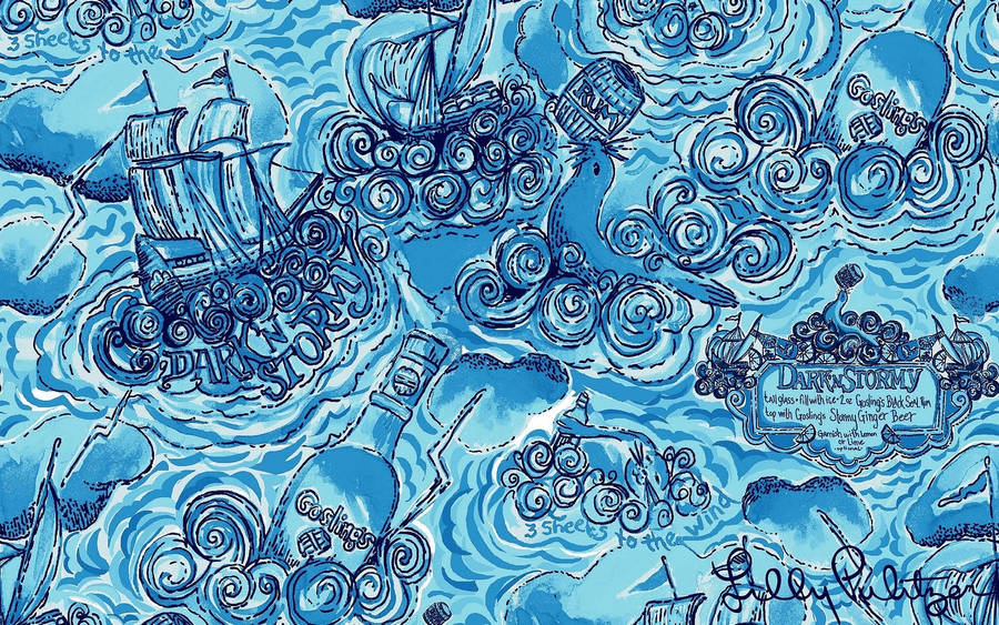 Lilly Pulitzer Blue Ship Wallpaper