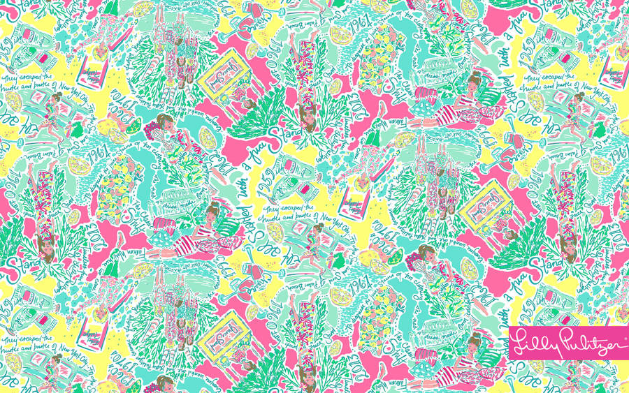 Lilly Pulitzer Teal Girly Art Wallpaper