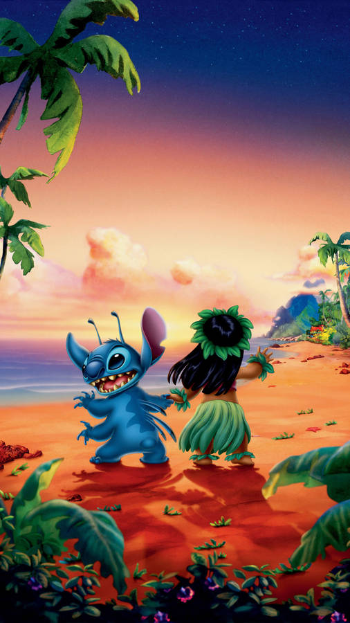 Lilo And Stitch 3d Sunset Wallpaper