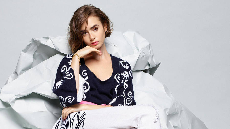 Lily Collins In Chic Photoshoot Wallpaper