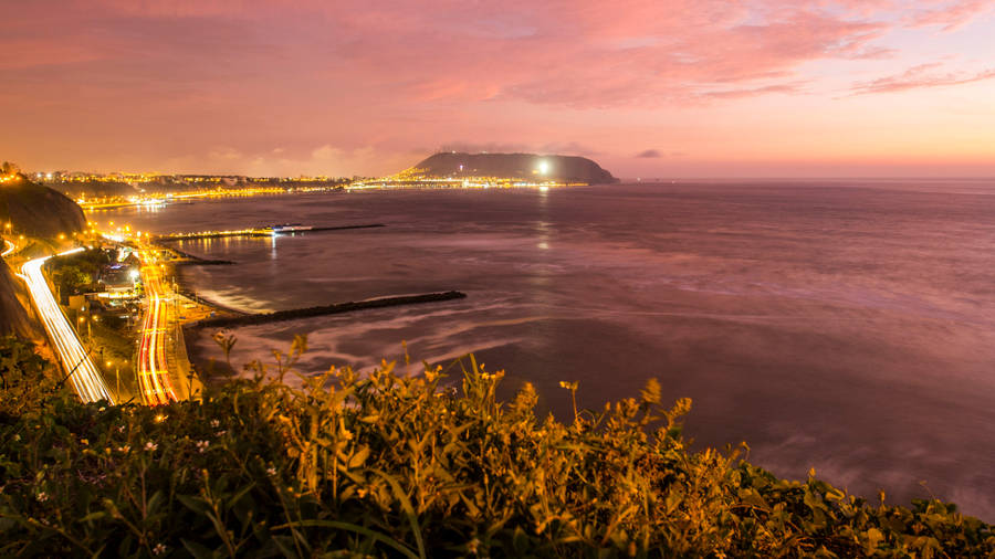 Lima Peru Shoreline Night View Wallpaper