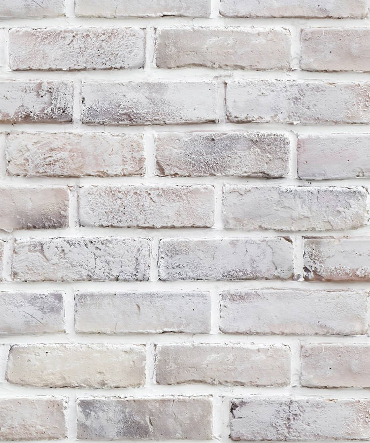 Lime Washed White Brick Stretcher Bond Wallpaper