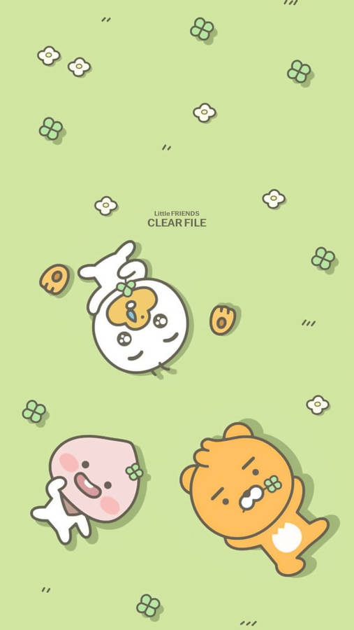 Line Best Friends Lying On Grass Wallpaper