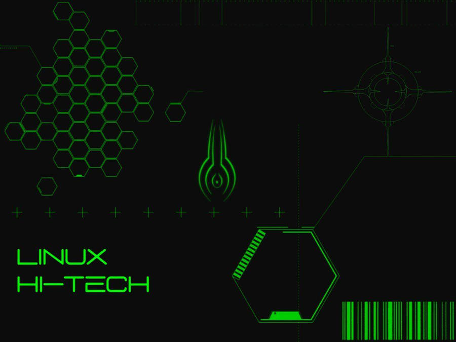 Linux Desktop Graphic Layout In Neon Green Wallpaper