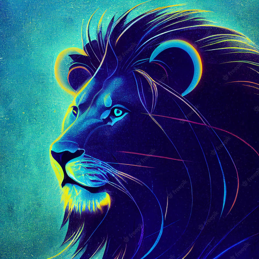 Lion Galaxy Digital Painting Wallpaper