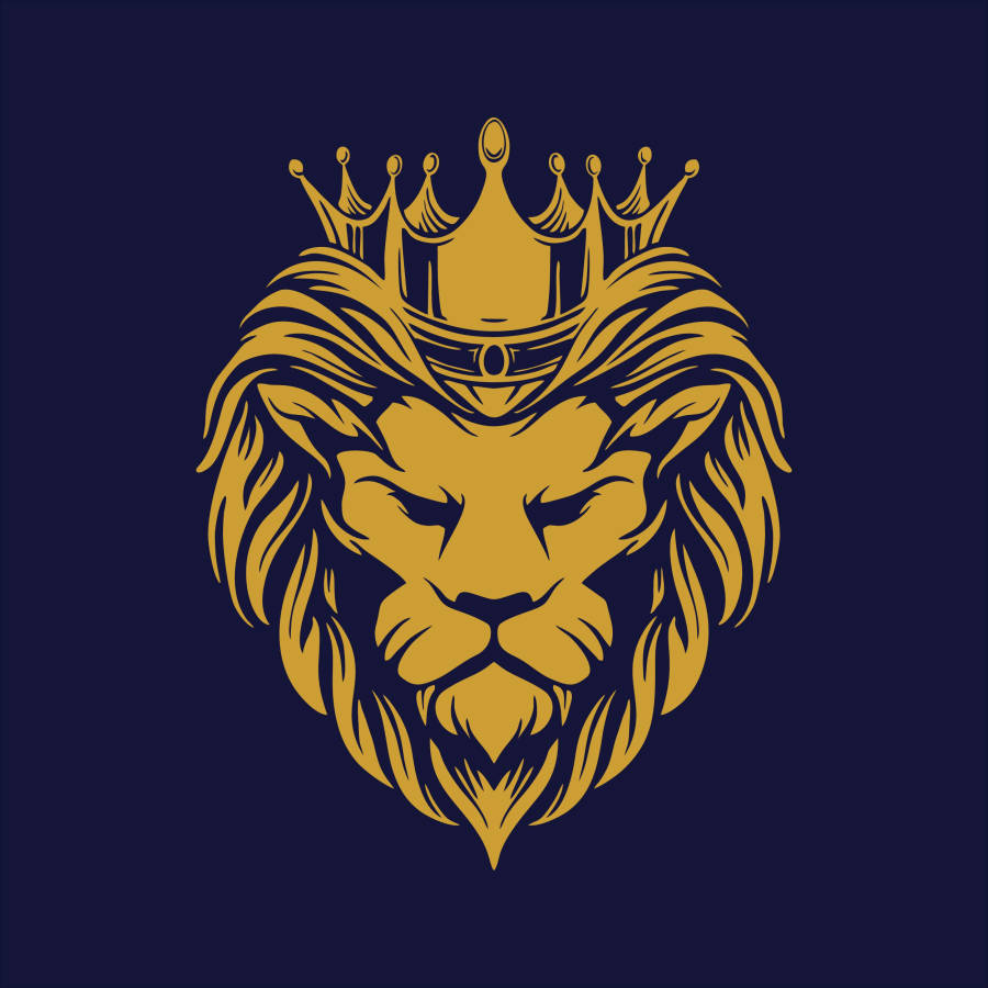 Lion Head With Crown In Blue Wallpaper