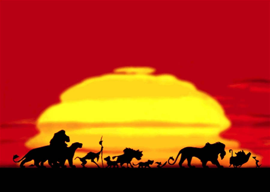 Lion King Silhouette In Sunset Wallpaper