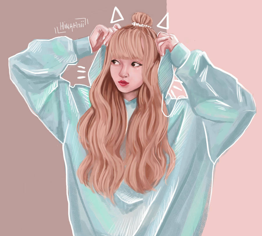 Lisa Of Blackpink Anime Cat Version Wallpaper