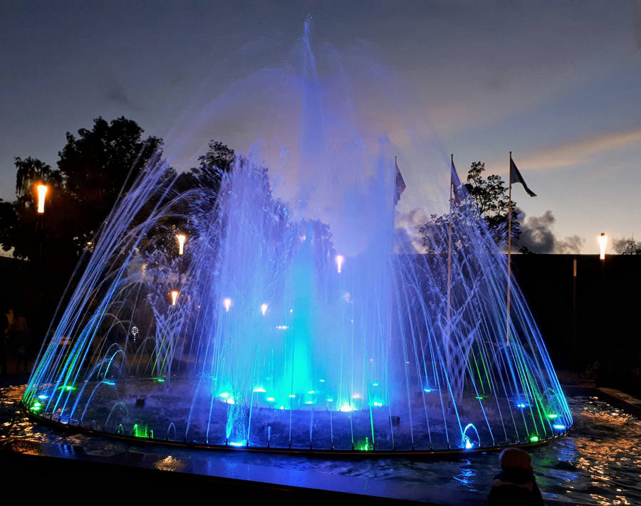 Lithuania Blue Water Fountain Wallpaper