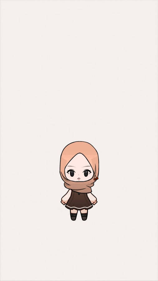 Little Girl Hijab Cartoon Wallpaper